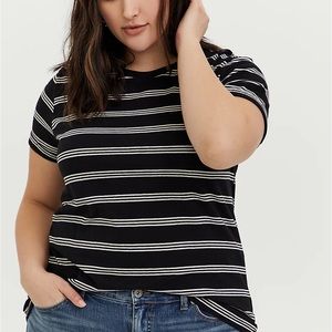 Black and white striped short sleeve shirt